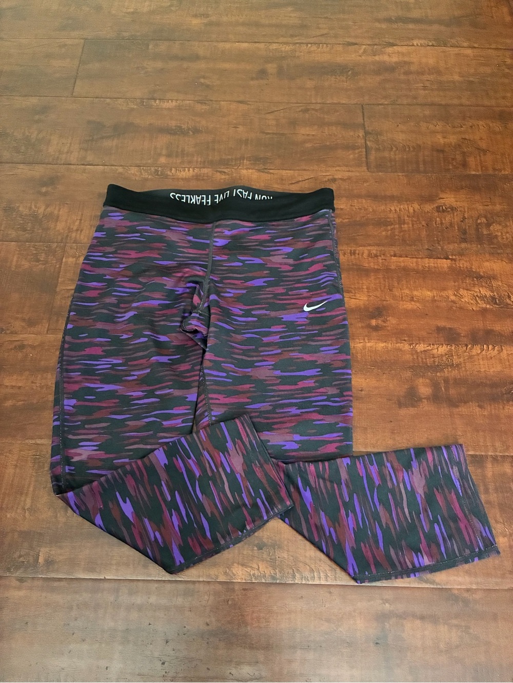 Nike Purple & Black Camo-Pattern Leggings